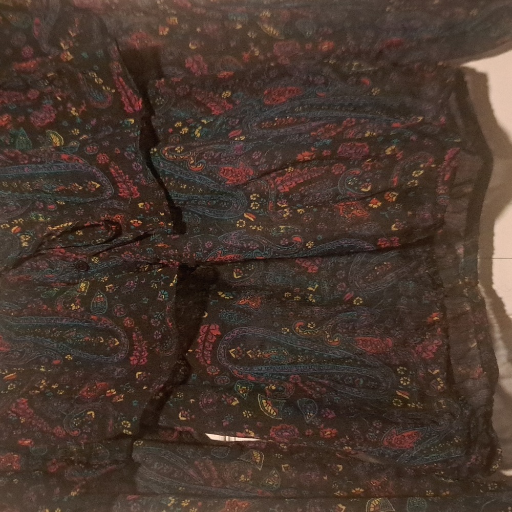 🔱 Band of Gypsies Multicolor Paisley Blouse Off the shoulder sheer Sexy blouse - Picture 3 of 5